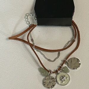 Paparazzi Silver Plated and Brown Leather Charm Bracelet